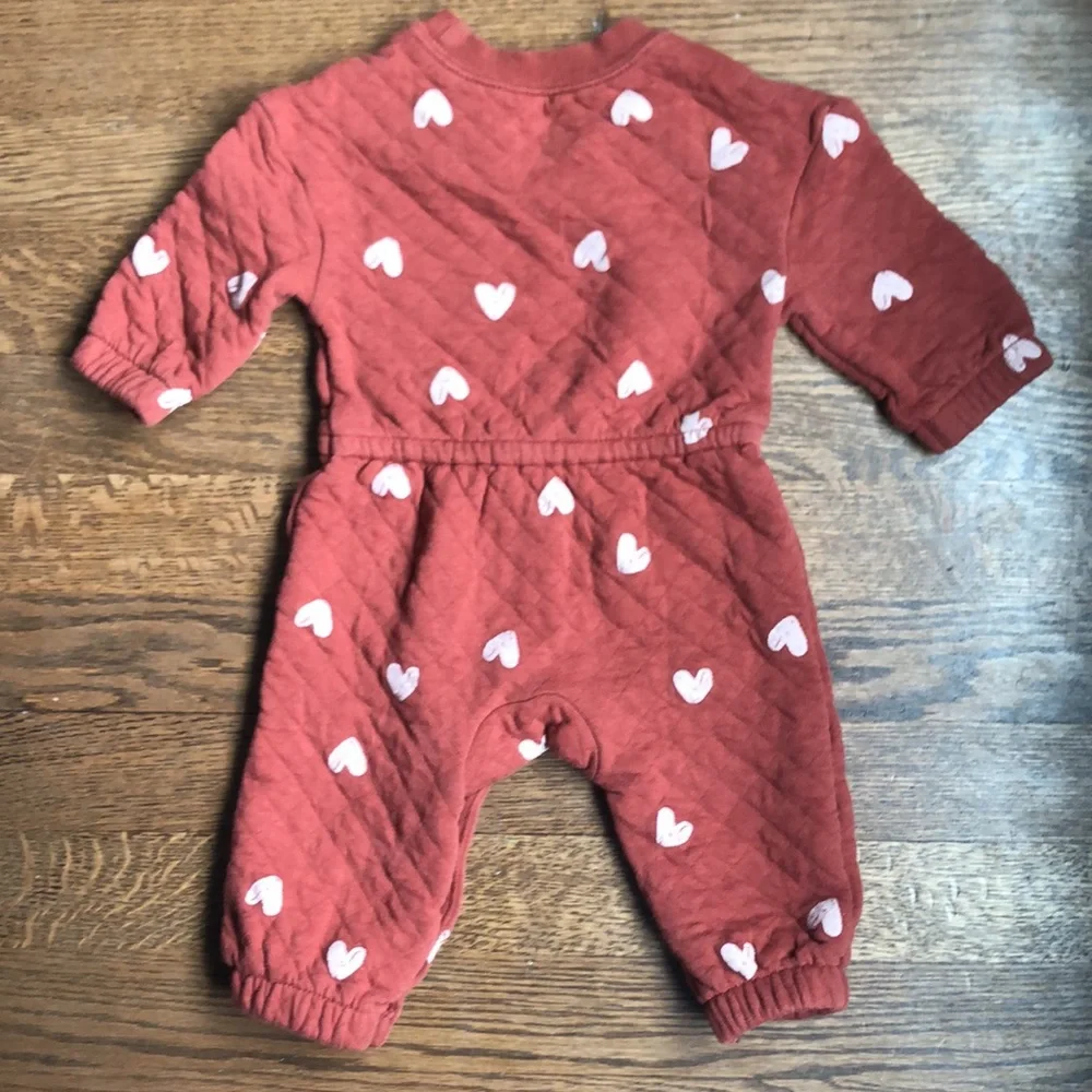 Carters Heart Quilted Baby Girl Jumpsuit, Size 6 Months